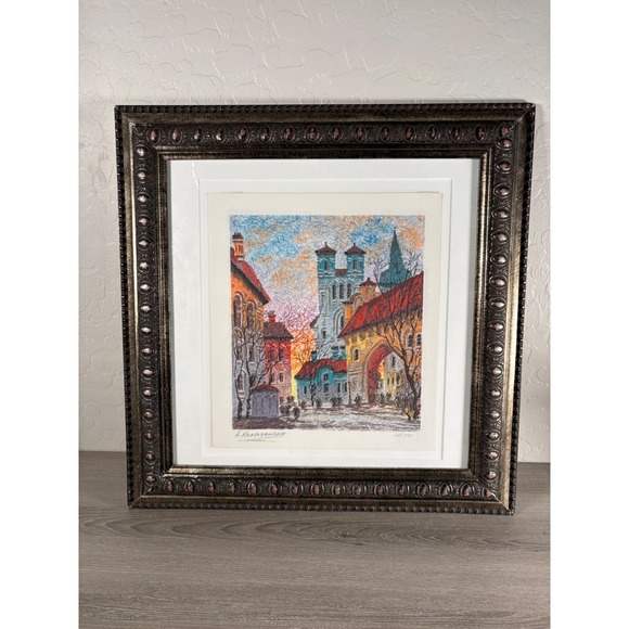 Anatole Krasnyansky Other - Anatole Krasnyansky Signed Numbered Serigraph Framed Art Cityscape 348/350